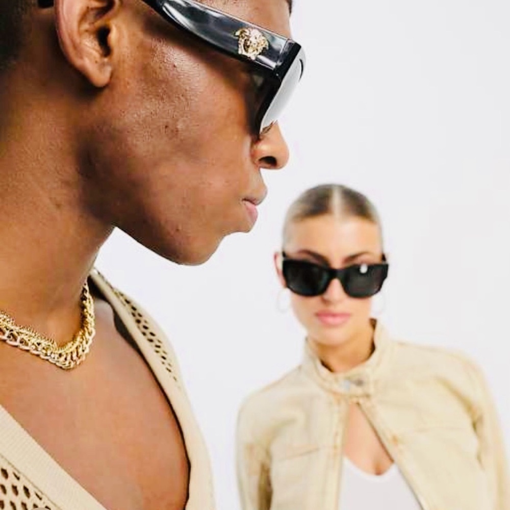 Versace Black Sunglasses with Gold Medusa Detail MOD 4452 AUTHENTIC